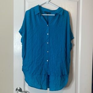 Jane + Delancey Short Sleeve Tunic Blouse Teal Blue XL